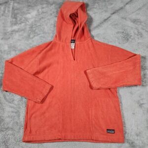Patagonia‎ Hoodie Girls Large Coral Fleece Pullover Sweatshirt Front Pockets